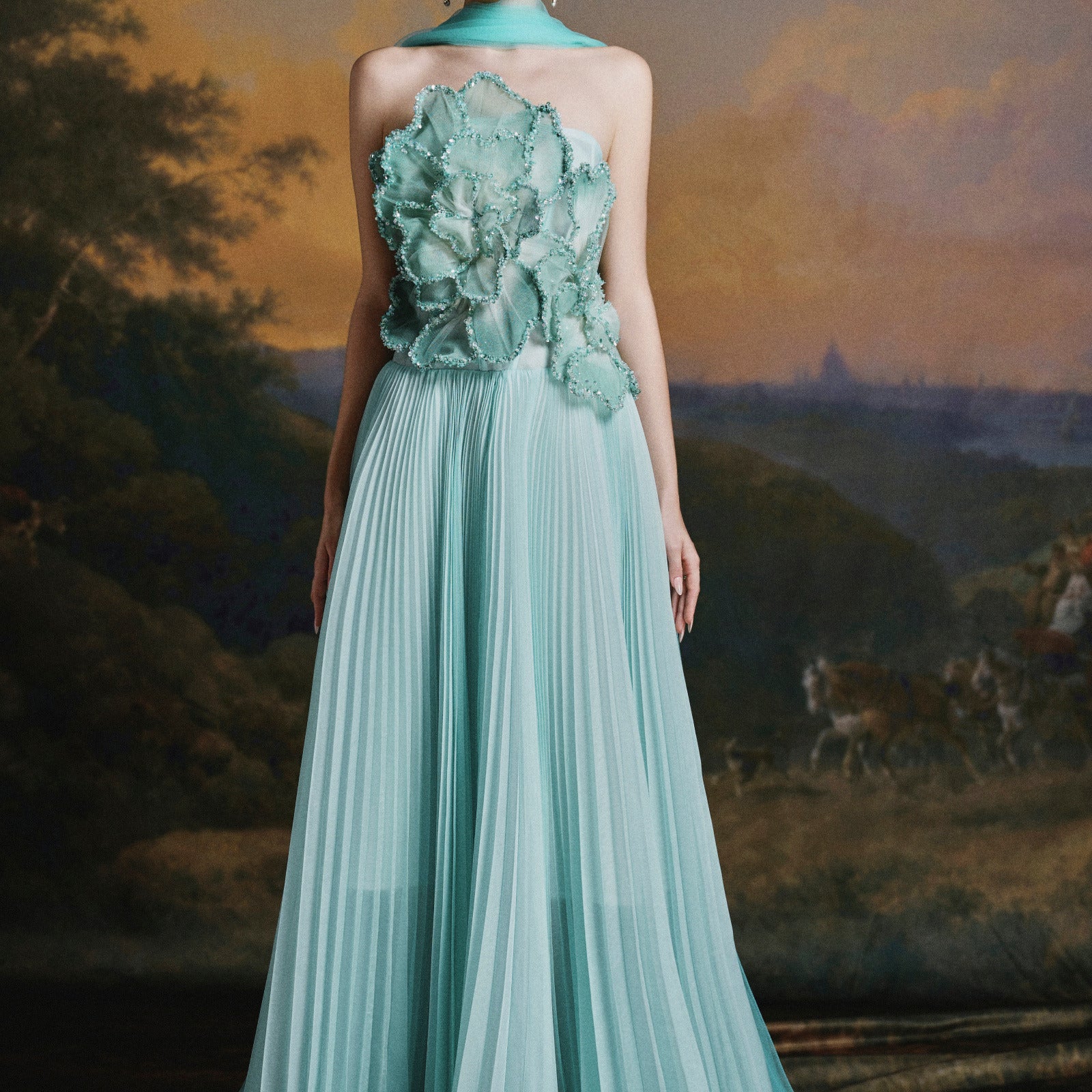 Rosée Floral Applique Maxi Dress