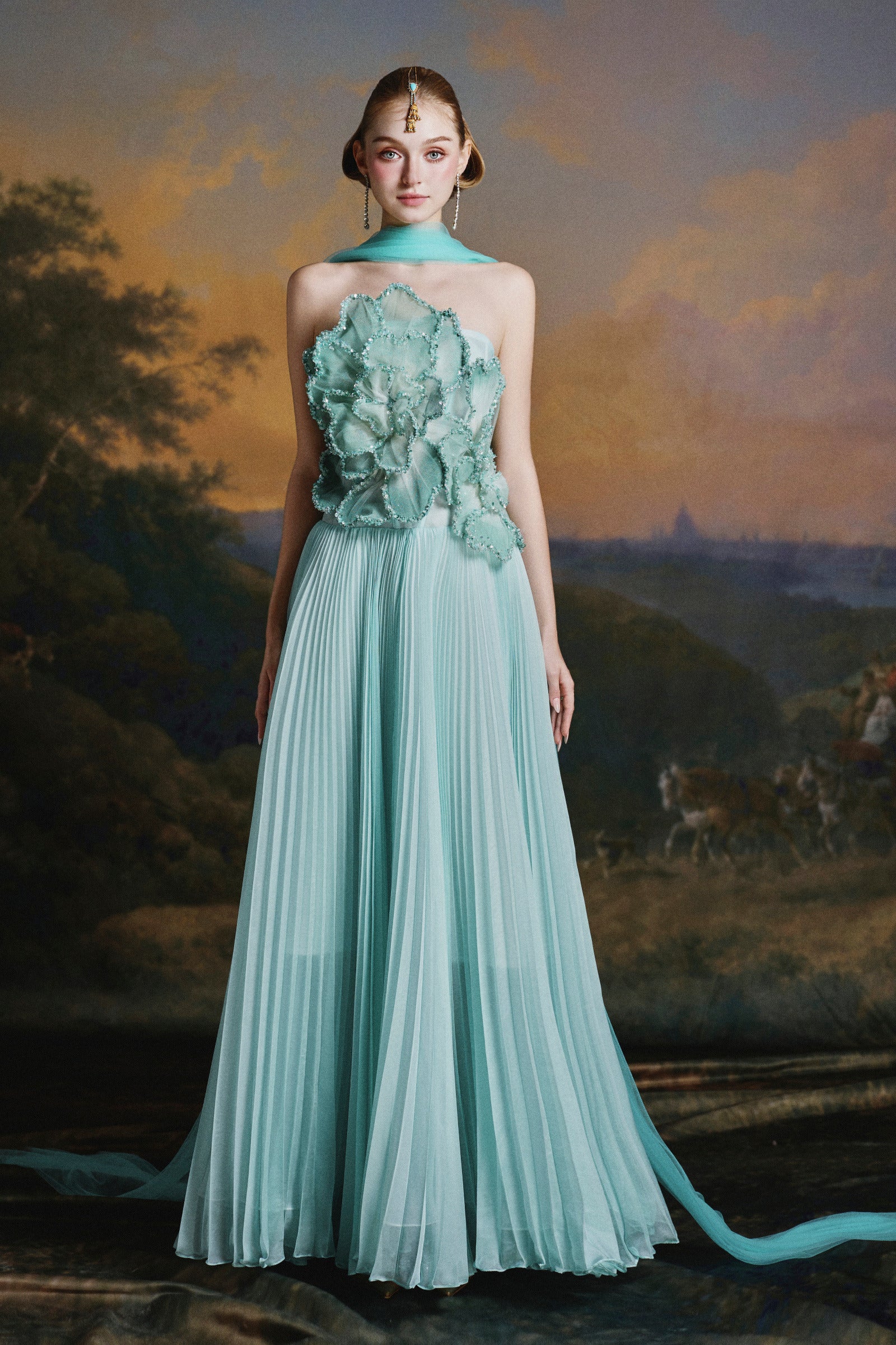 Rosée Floral Applique Maxi Dress