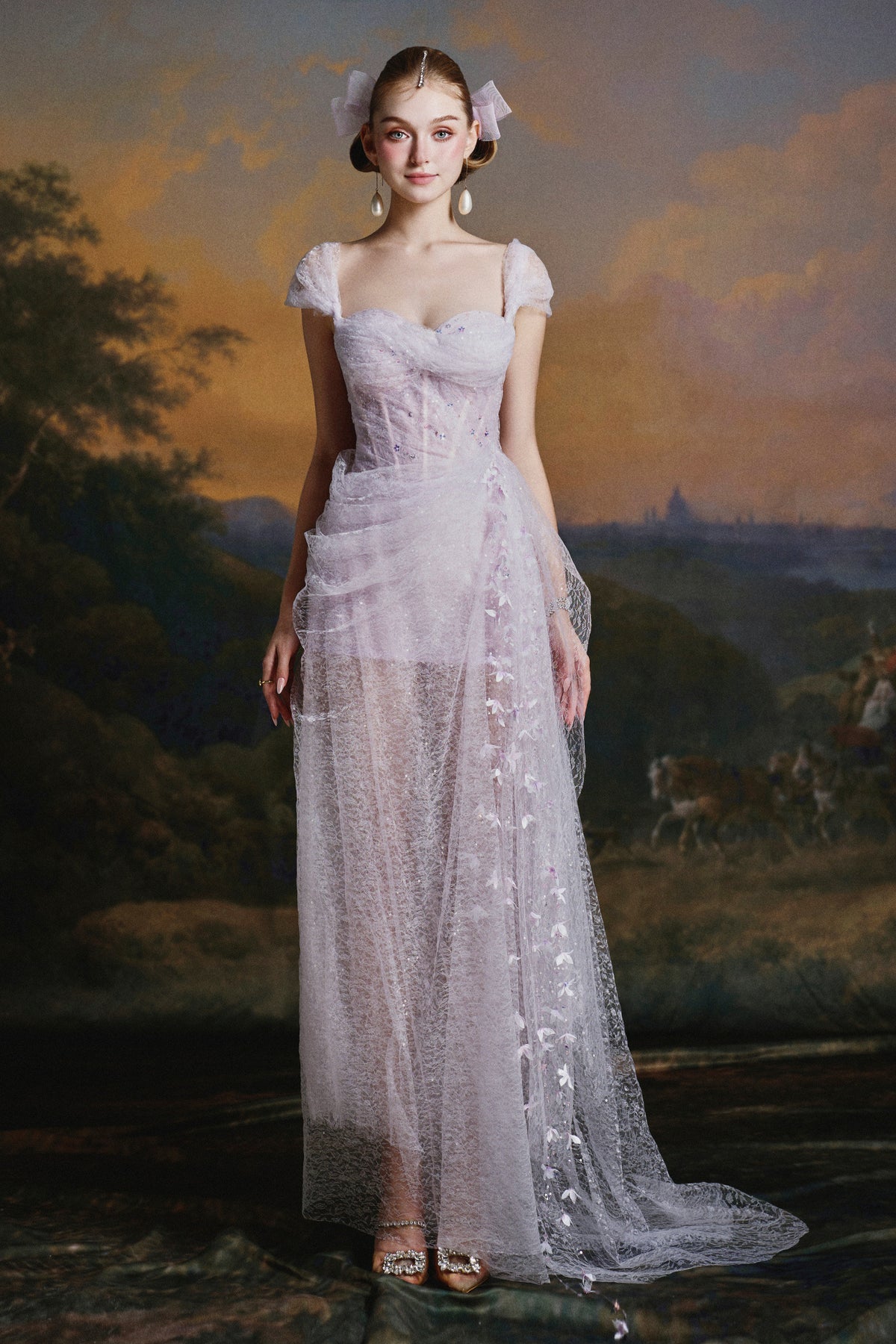Rosette Sweetheart Maxi Dress