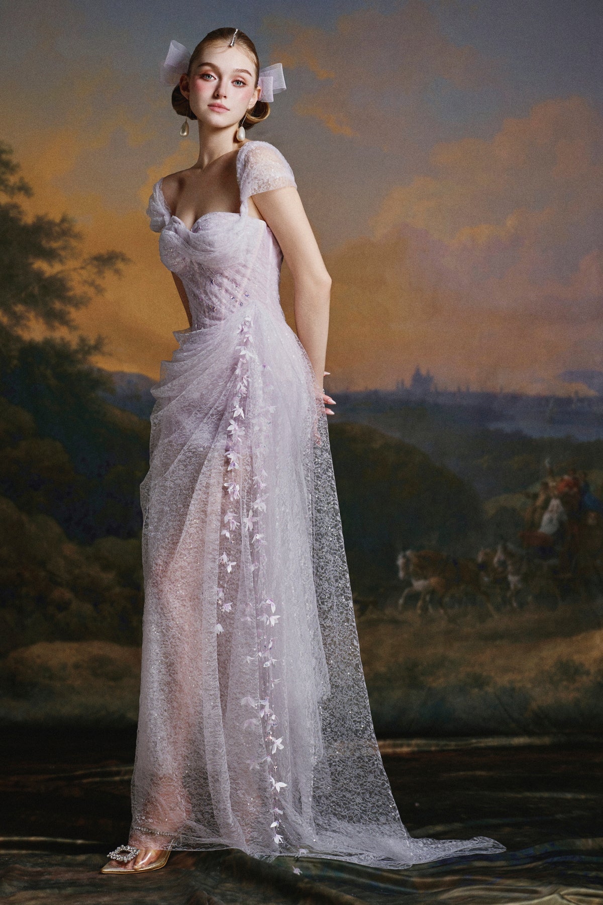 Rosette Sweetheart Maxi Dress