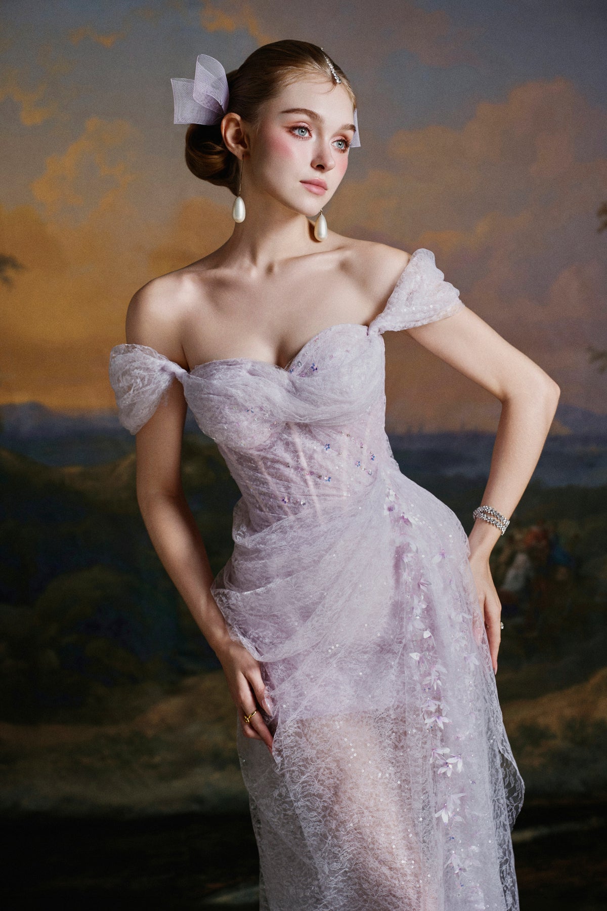 Rosette Sweetheart Maxi Dress