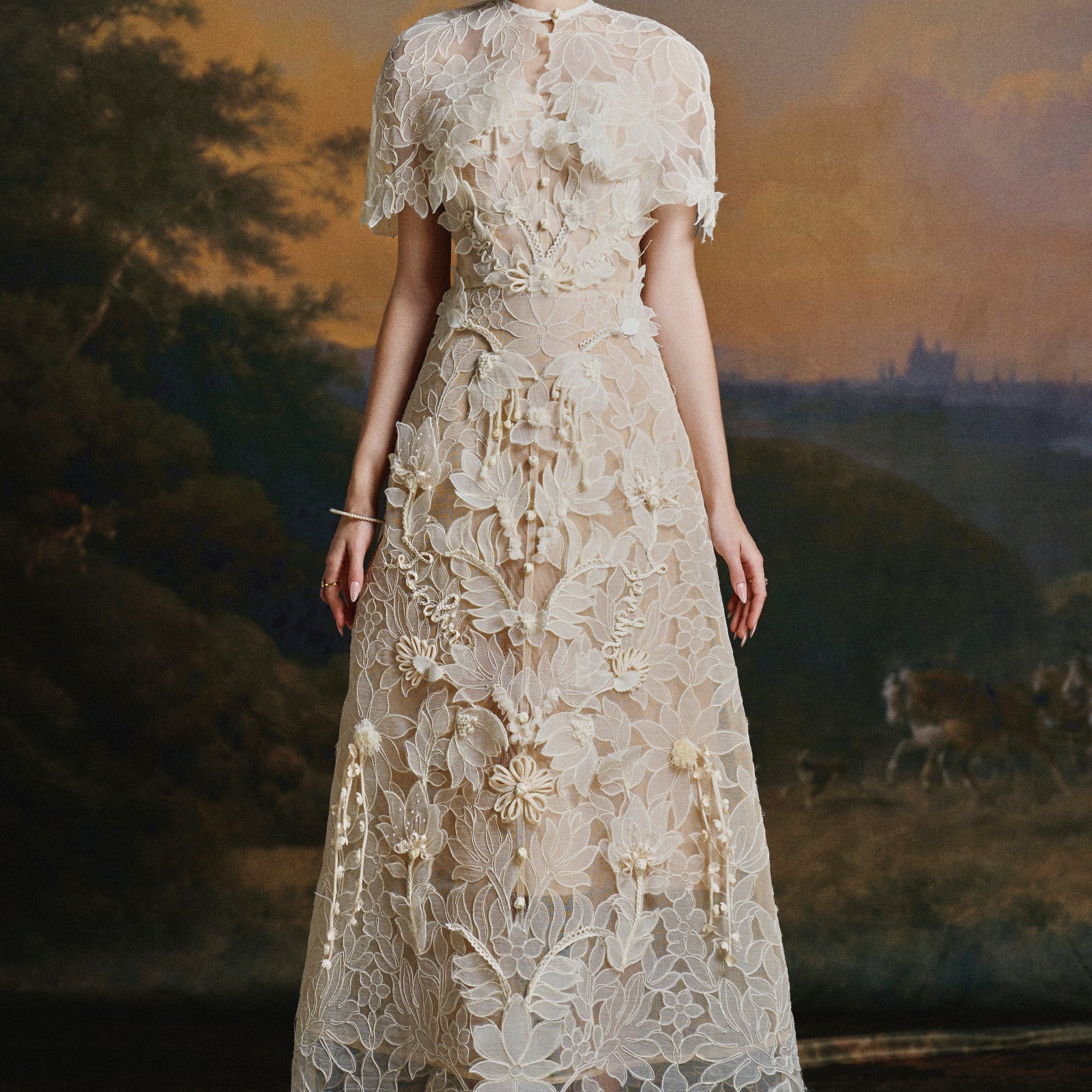 Sisley Floral Applique Midi Dress