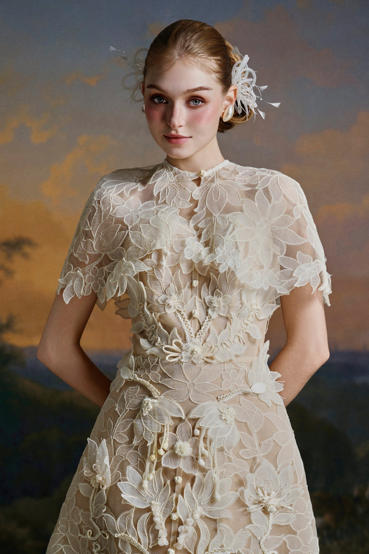 Sisley Floral Applique Midi Dress