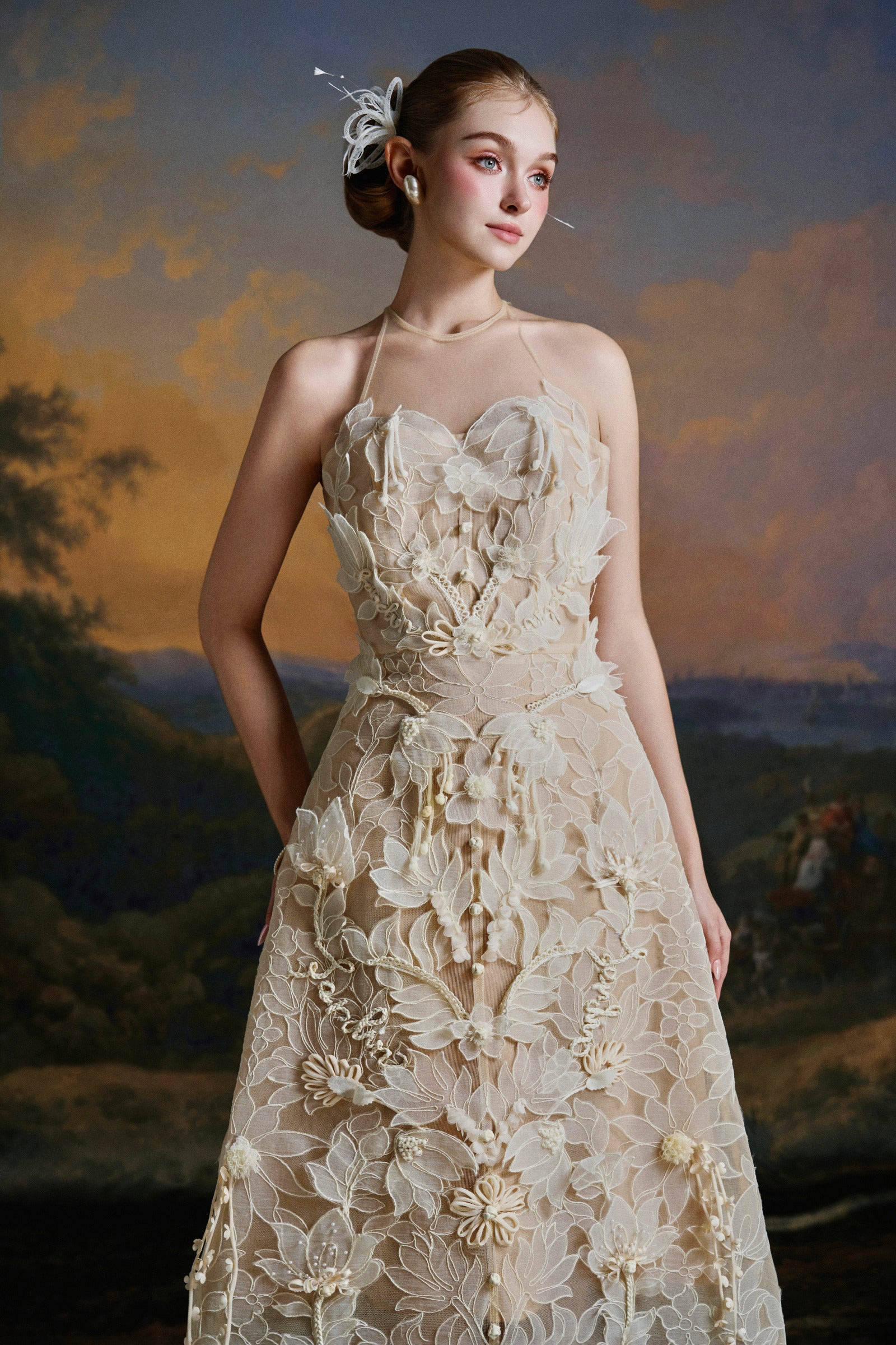 Sisley Floral Applique Midi Dress