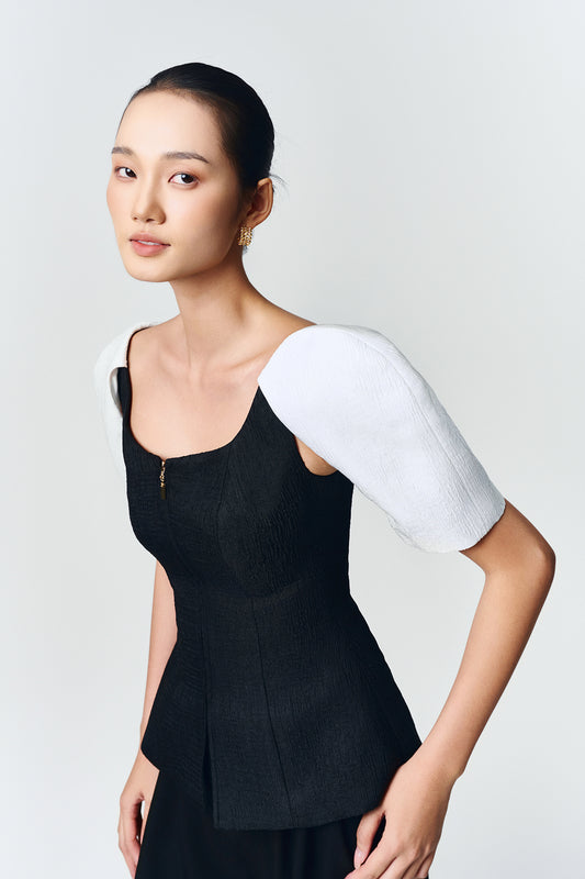 Maia Peplum Jacquard Top - MEAN BLVD