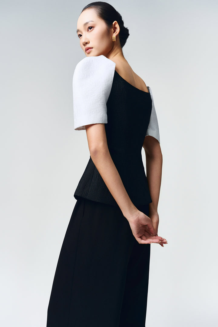 Maia Peplum Jacquard Top - MEAN BLVD