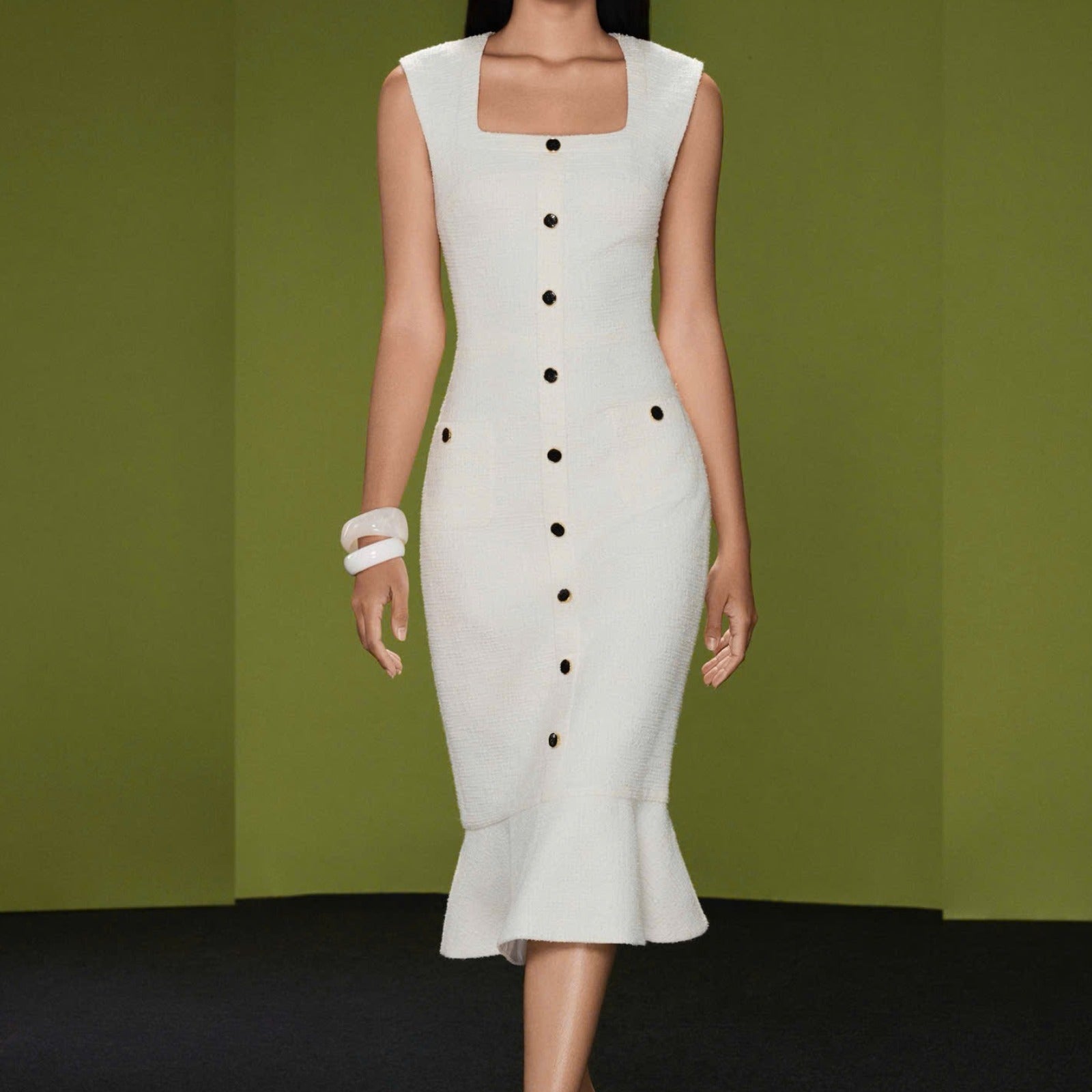 Marcelline Square Neck Midi Dress - MEAN BLVD