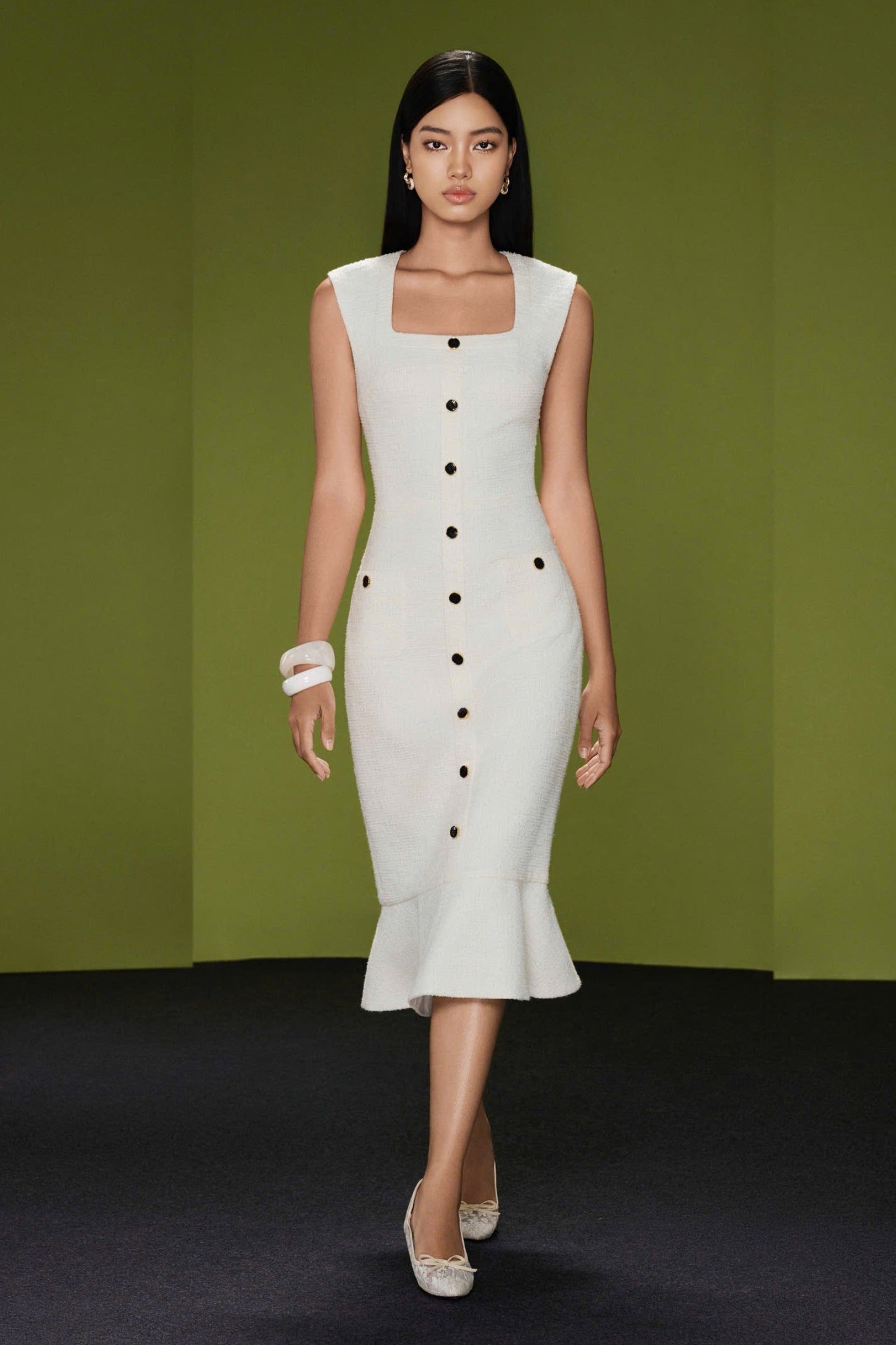 Marcelline Square Neck Midi Dress - MEAN BLVD