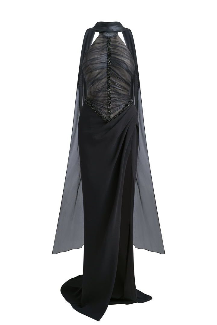Marleigh Scarf Neck Rhinestone Maxi Dress - MEAN BLVD