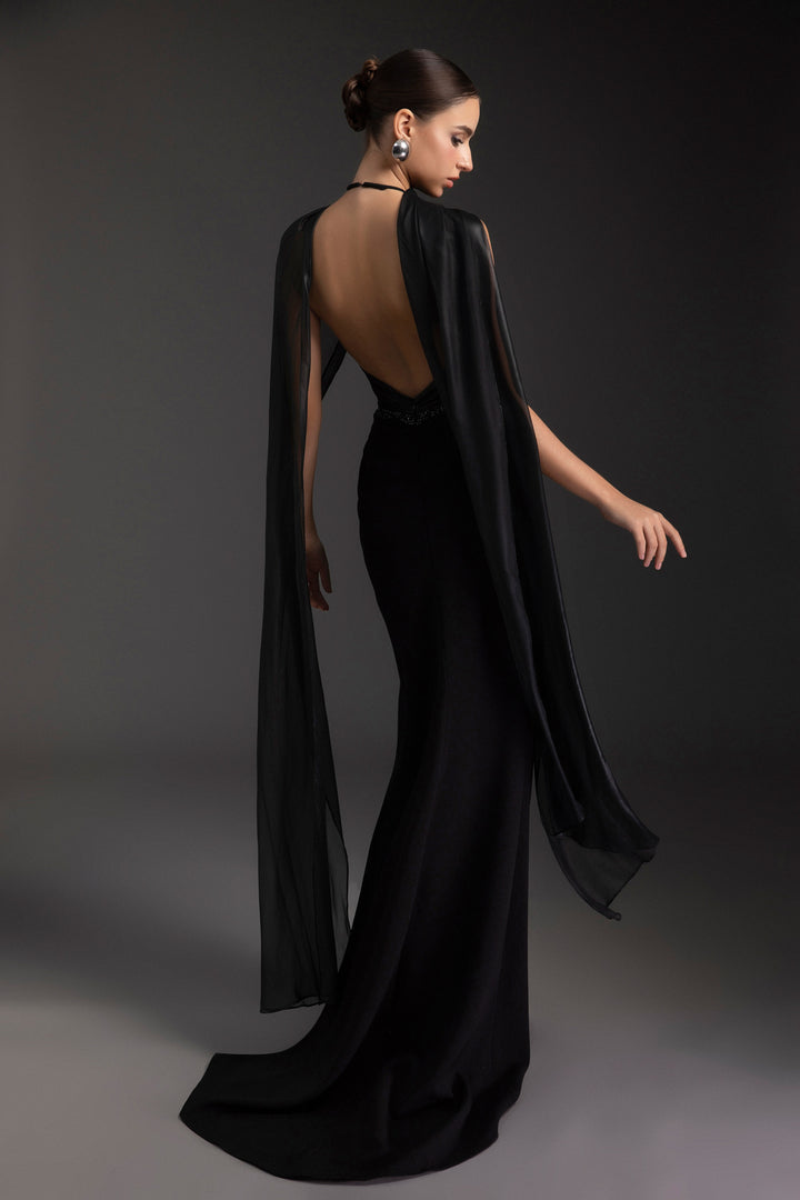 Marleigh Scarf Neck Rhinestone Maxi Dress - MEAN BLVD