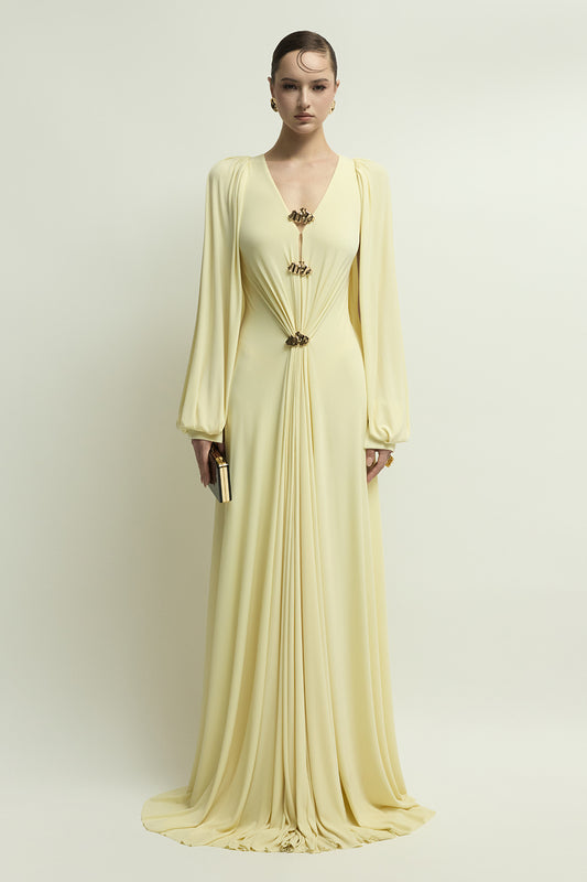 Marseille Bishop Sleeve Button Maxi Dress - MEAN BLVD
