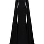 Tiffany Trumpet Jewel Neck Silk Crepe Extra Long Length Dress