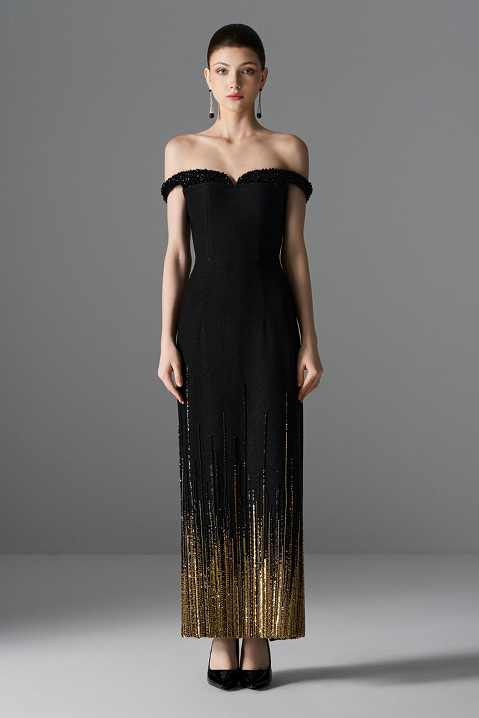 Midnight Off-Shoulder Maxi Dress - MEAN BLVD