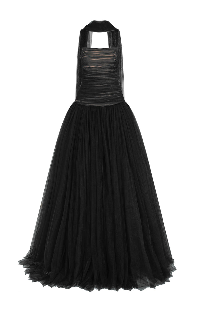 Midnight Straight Across Gathering Maxi Dress - MEAN BLVD