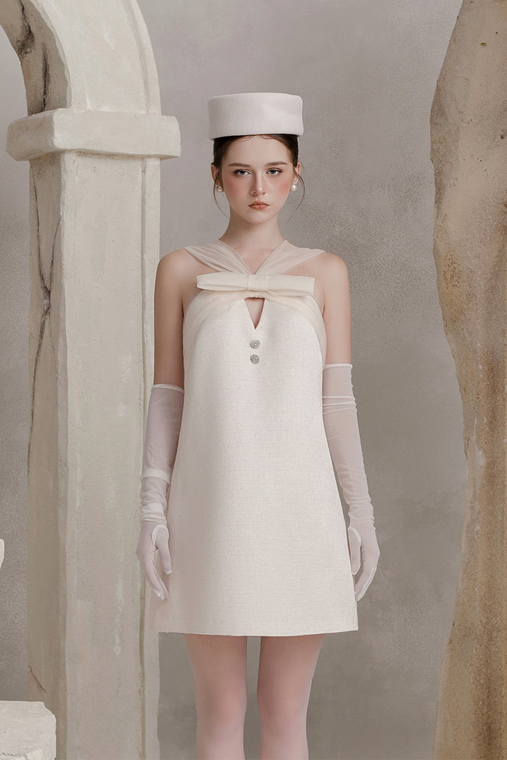 Mina Crossover Ribbon Mini Dress - MEAN BLVD