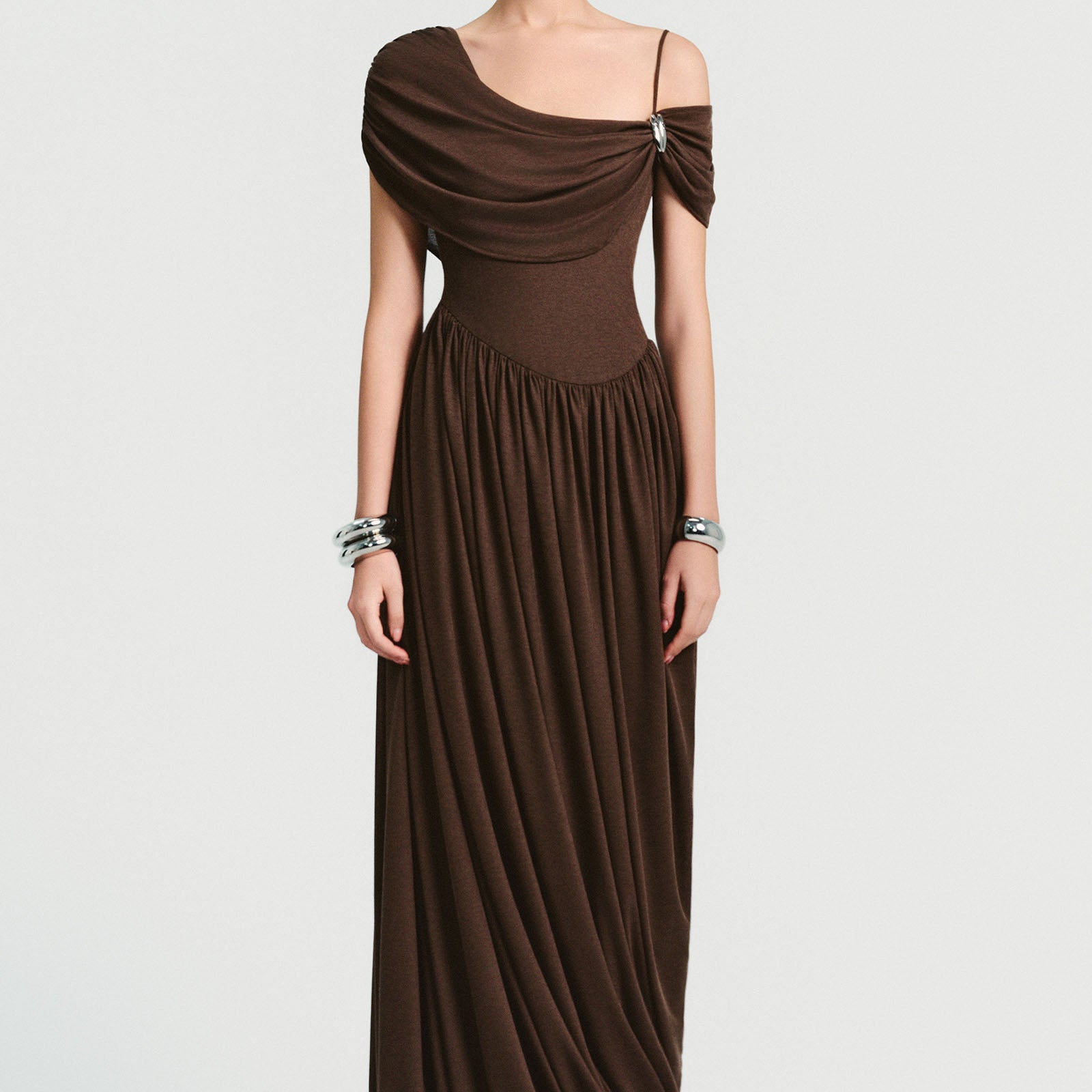 Mira Asymmetric Sleeve Maxi Dress - MEAN BLVD