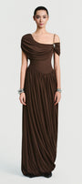 Mira Asymmetric Sleeve Maxi Dress - MEAN BLVD