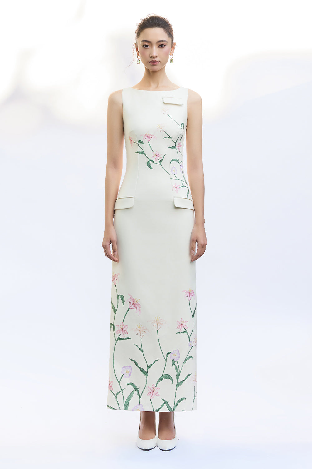 white boat neck midi dress White Cotton Boat Neck Dress