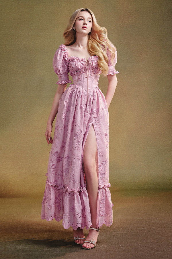 Miranda Puff Sleeve Ruffle Maxi Dress - MEAN BLVD