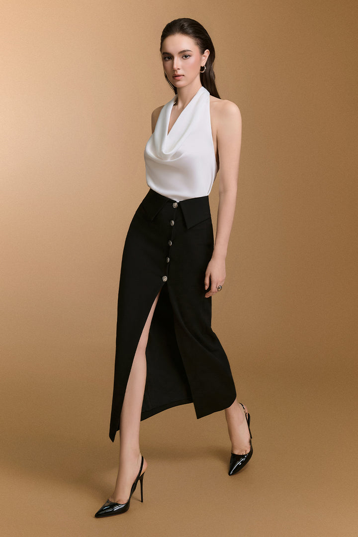 Miuva Cowl Synthetic Silk Top - MEAN BLVD