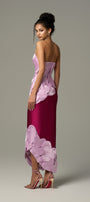 Darling Color Mix Taffeta Asymmetric Heart Detail Maxi Dress 2