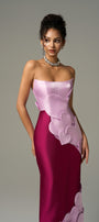 Darling Color Mix Taffeta Asymmetric Heart Detail Maxi Dress 4