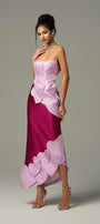 Darling Color Mix Taffeta Asymmetric Heart Detail Maxi Dress 5