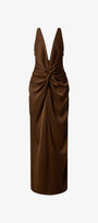 Untamed Mocha Twist Front Gown with Deep V-Neck 2