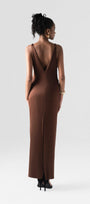 Untamed Mocha Twist Front Gown with Deep V-Neck 3