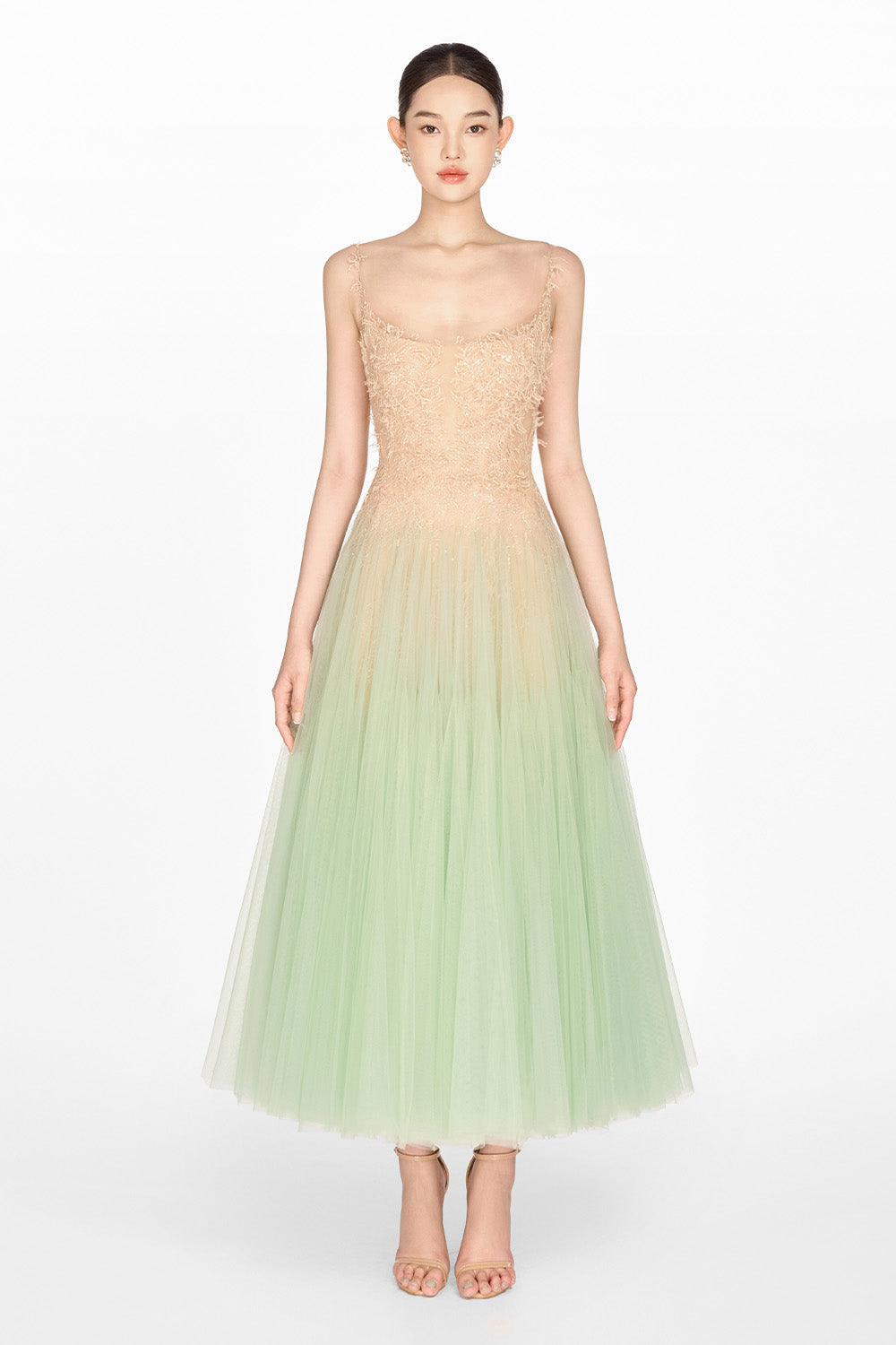 Mint Ombre Lace Midi Dress