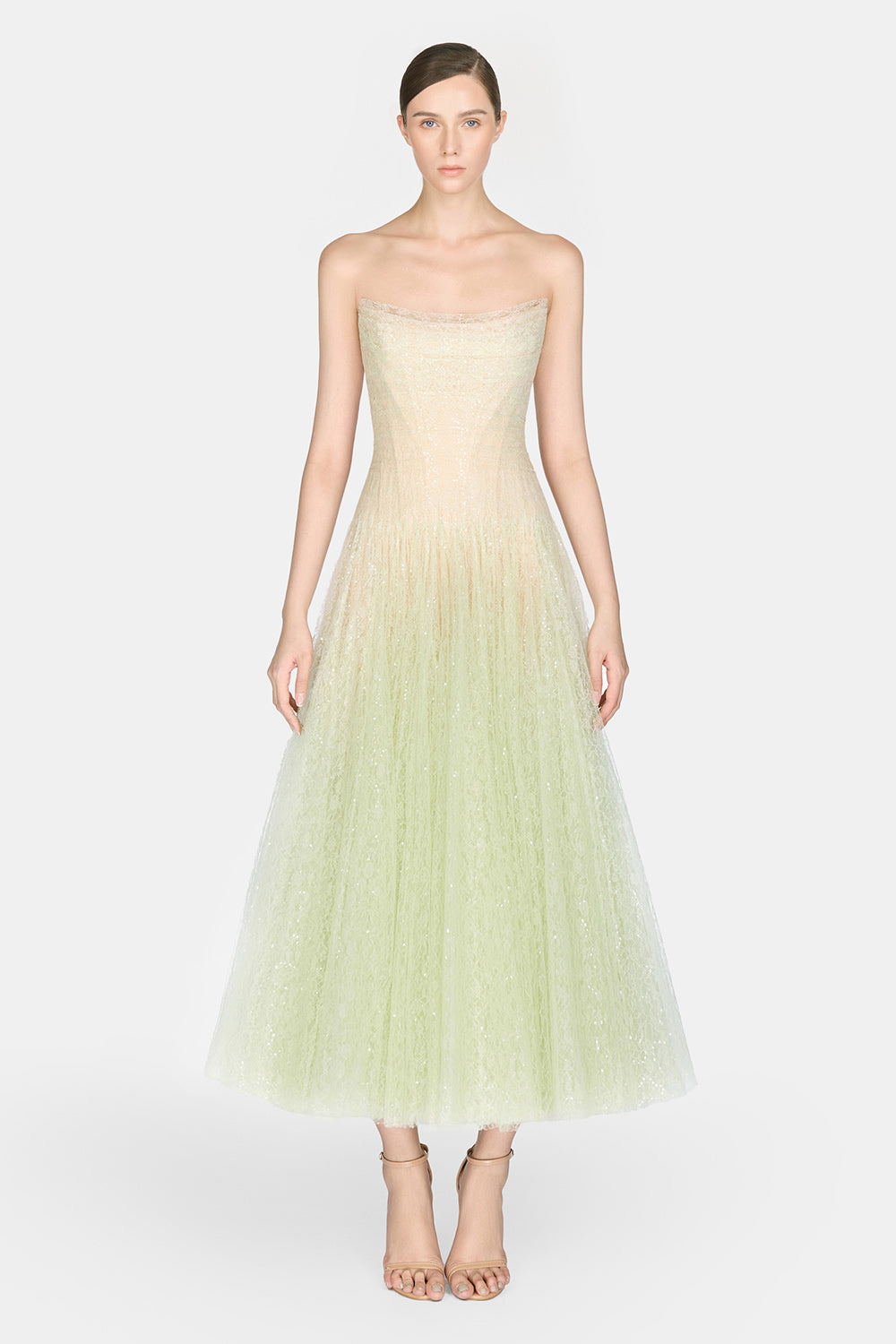 Draped Lace Midi Dress