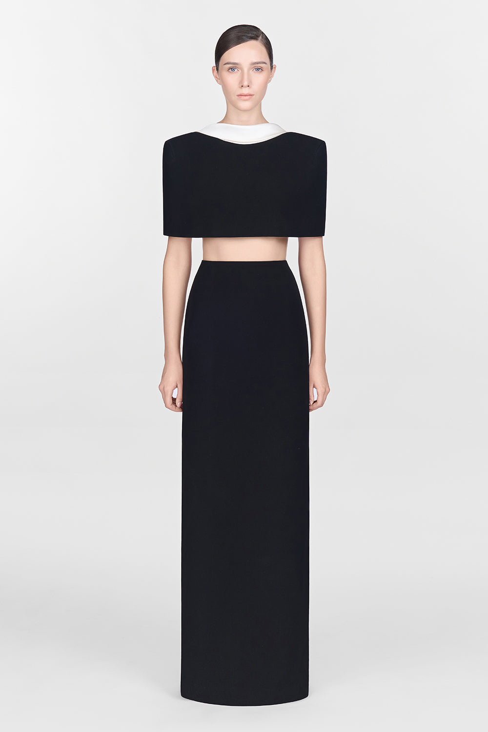 Black Open-back Cape Maxi Dress