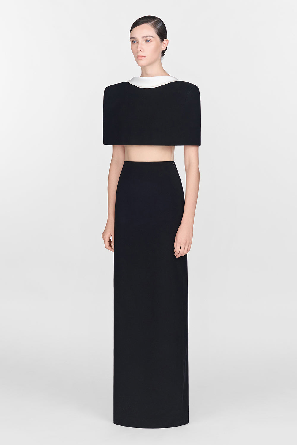 Black Open-back Cape Maxi Dress