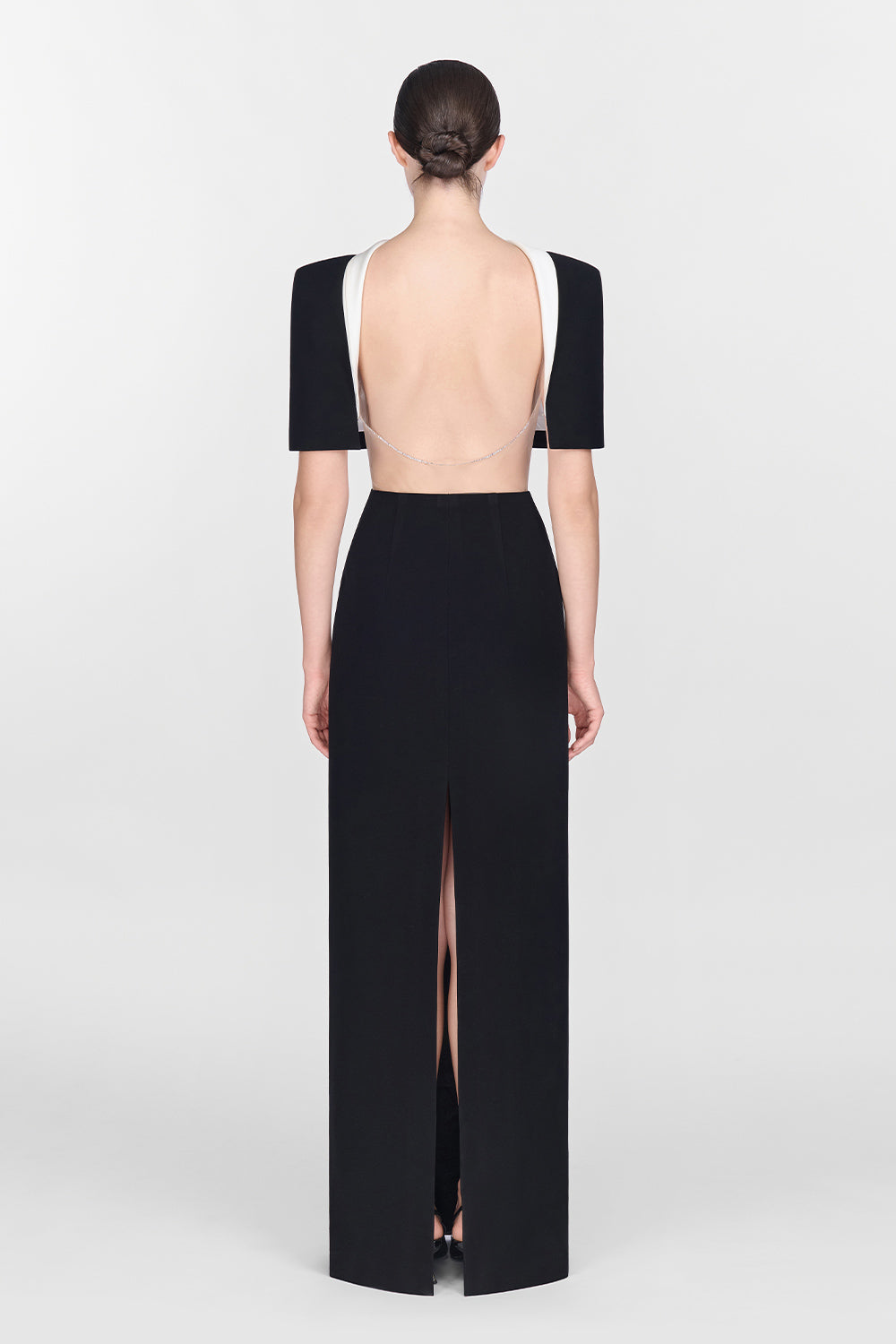 Black Open-back Cape Maxi Dress