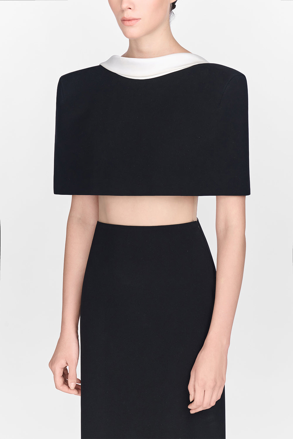 Black Open-back Cape Maxi Dress