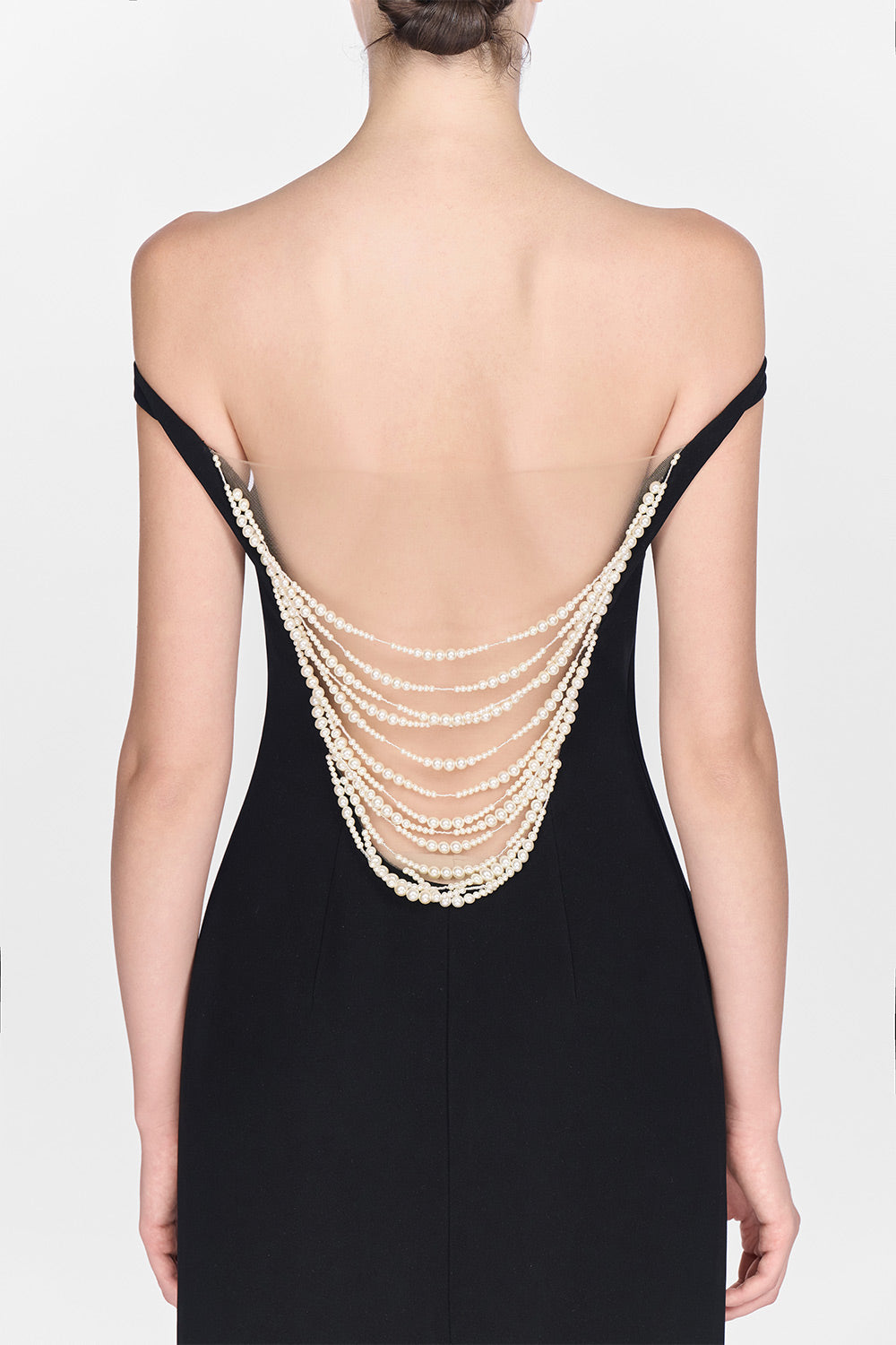 Black Pearl Beaded Midi Dress