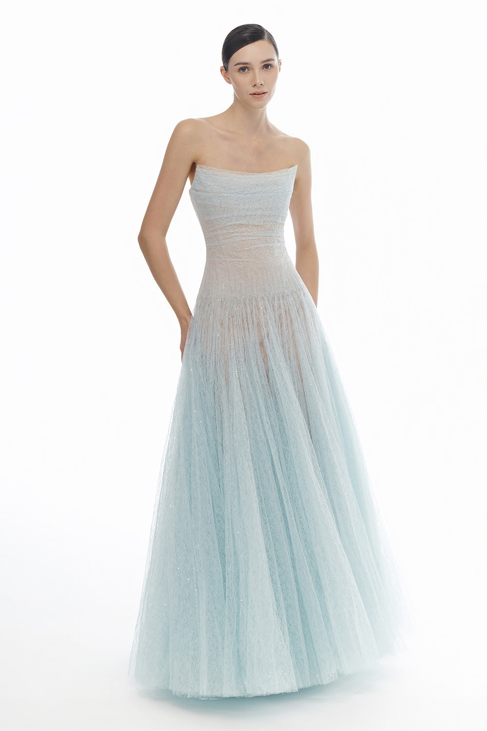 Draped Lace Maxi Dress