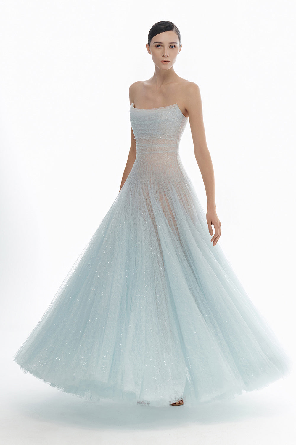 Draped Lace Maxi Dress