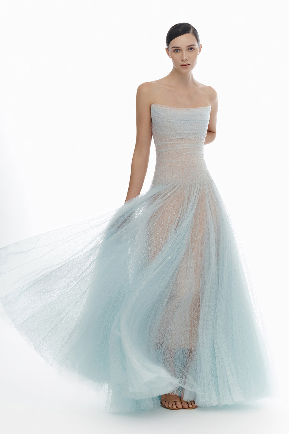 Draped Lace Maxi Dress