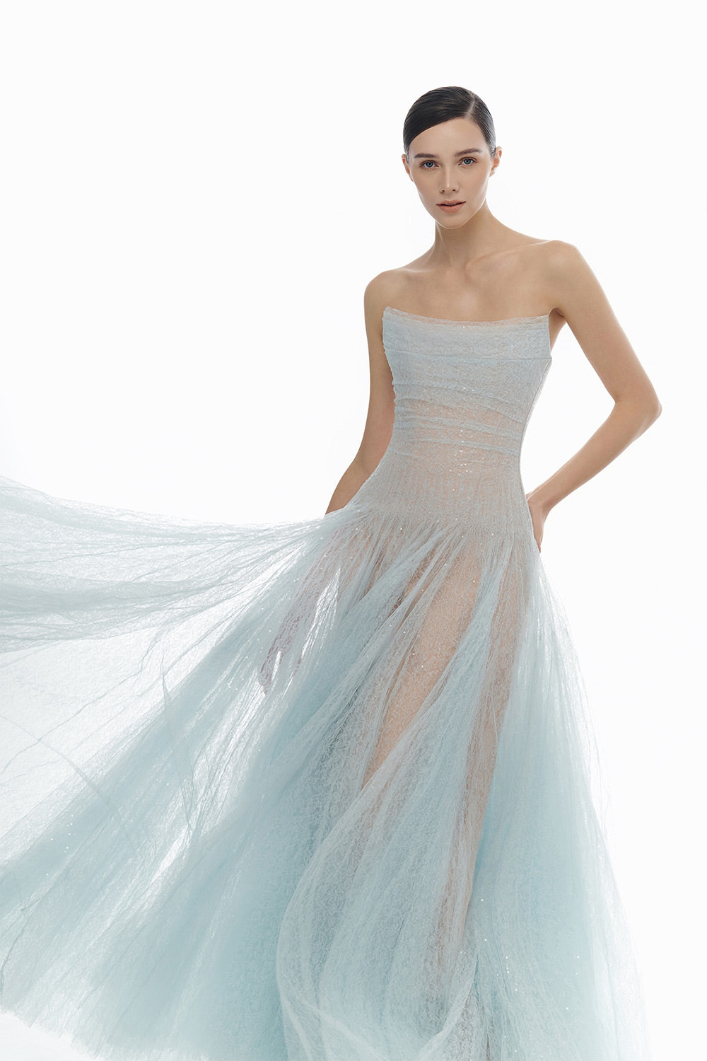 Draped Lace Maxi Dress