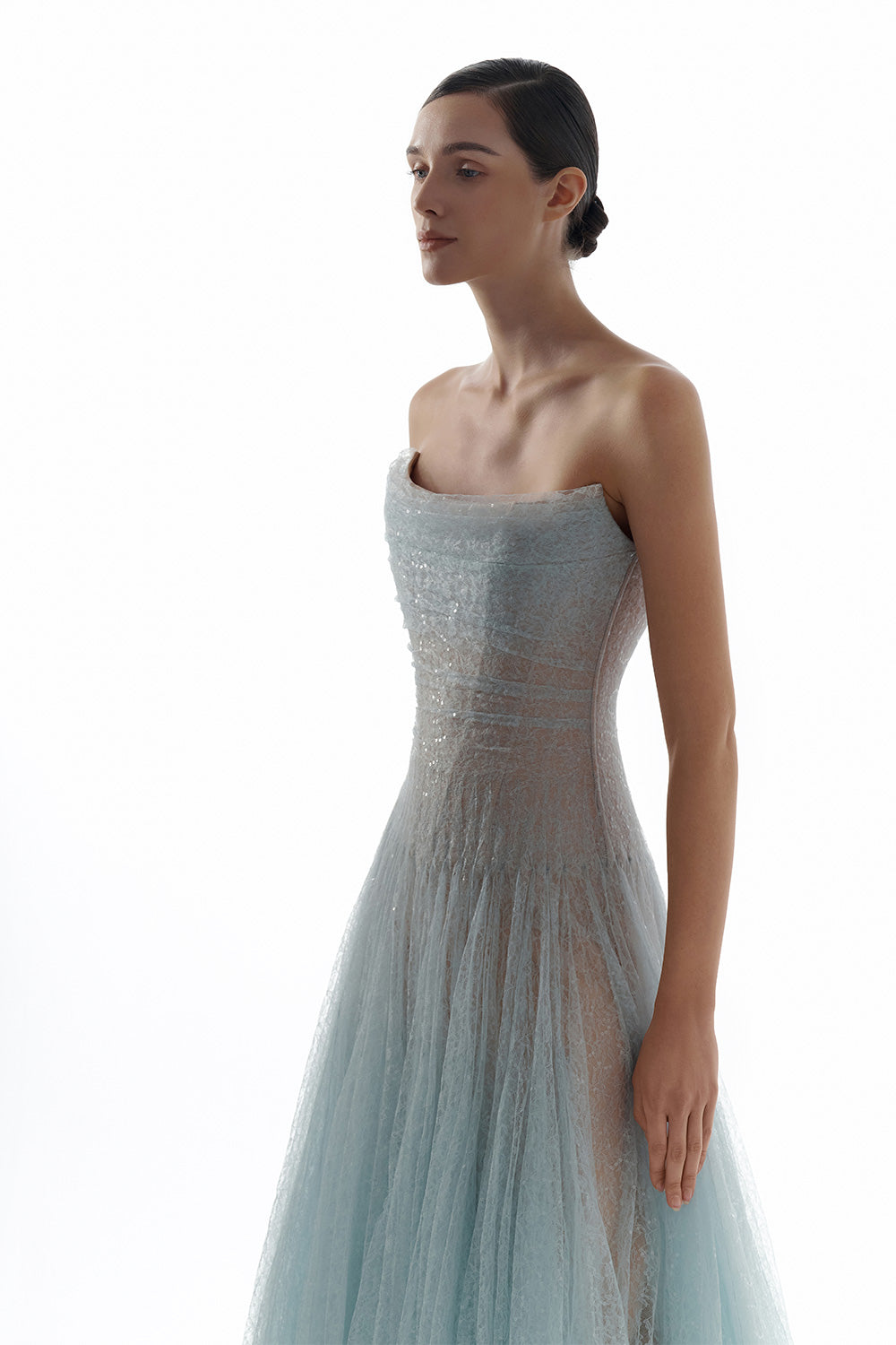 Draped Lace Midi Dress