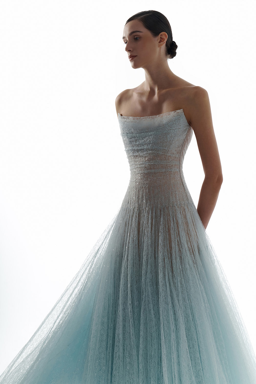 Draped Lace Midi Dress