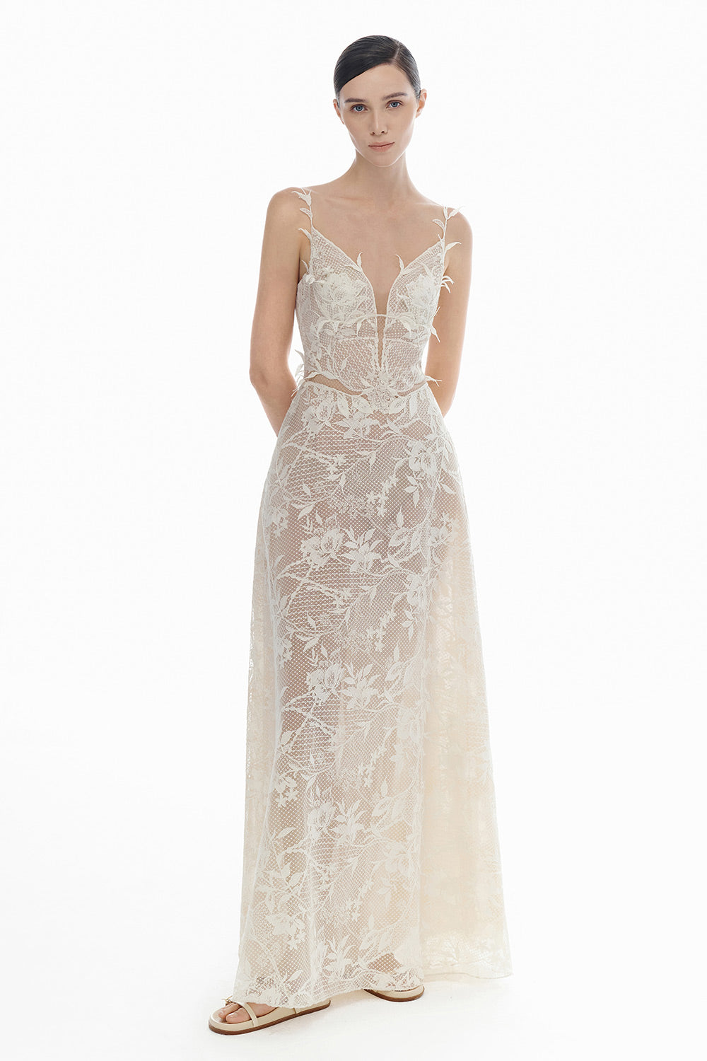 Ivory Strap Lace Dress