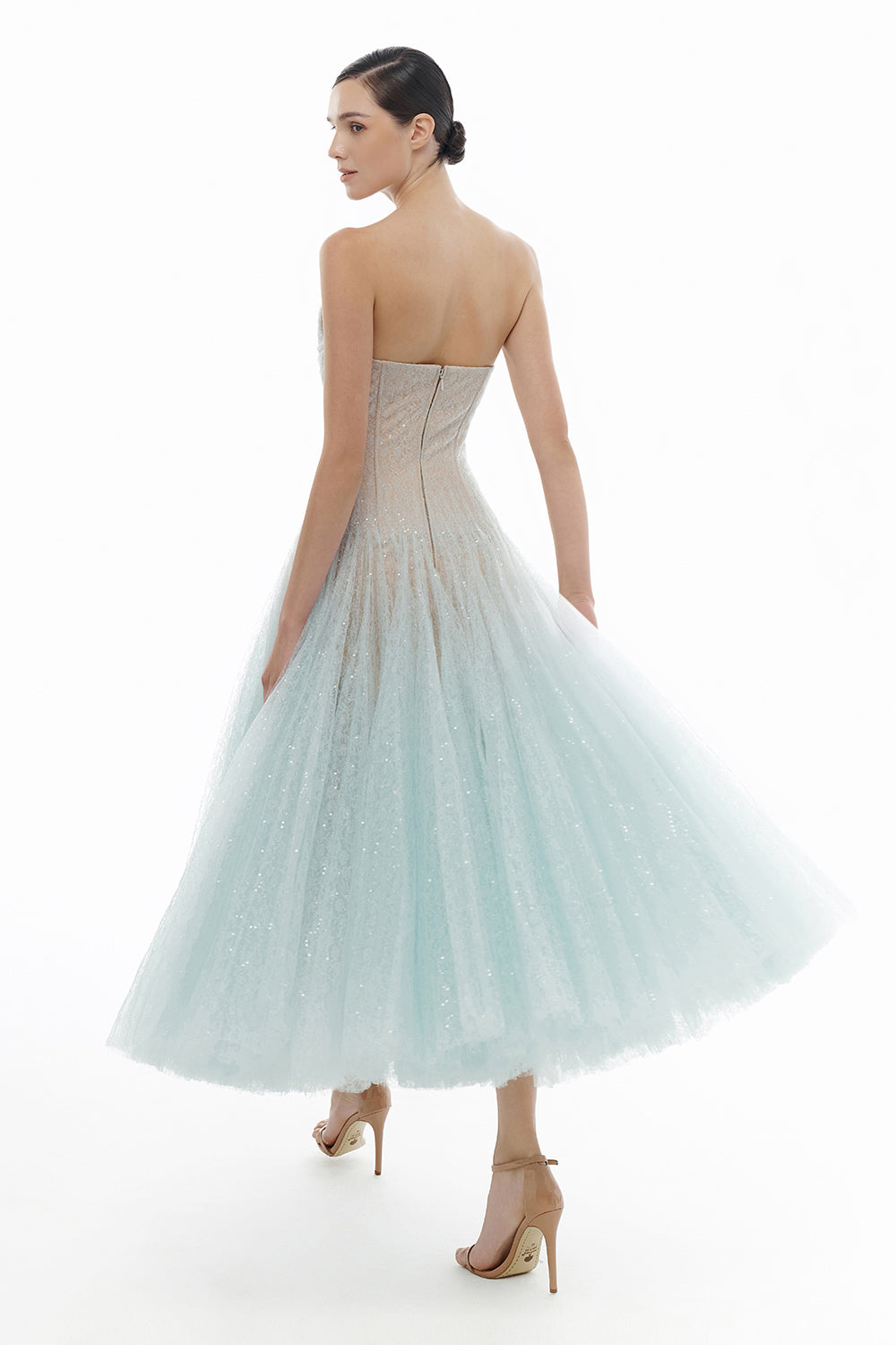 Draped Lace Midi Dress