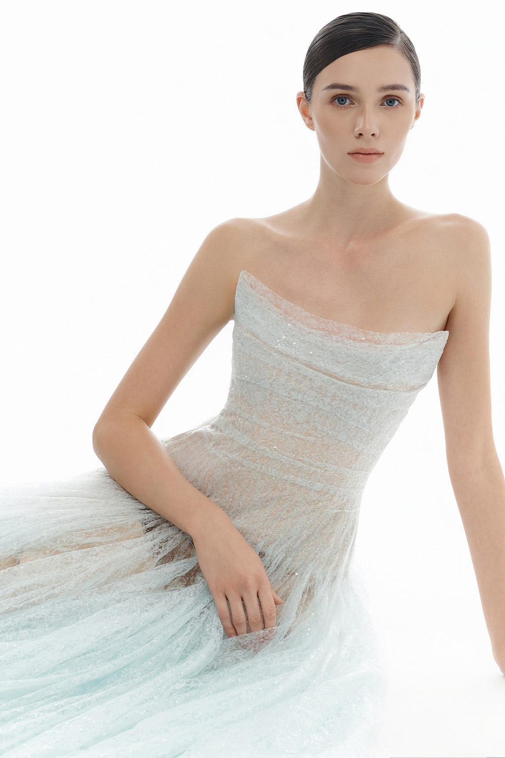 Draped Lace Maxi Dress