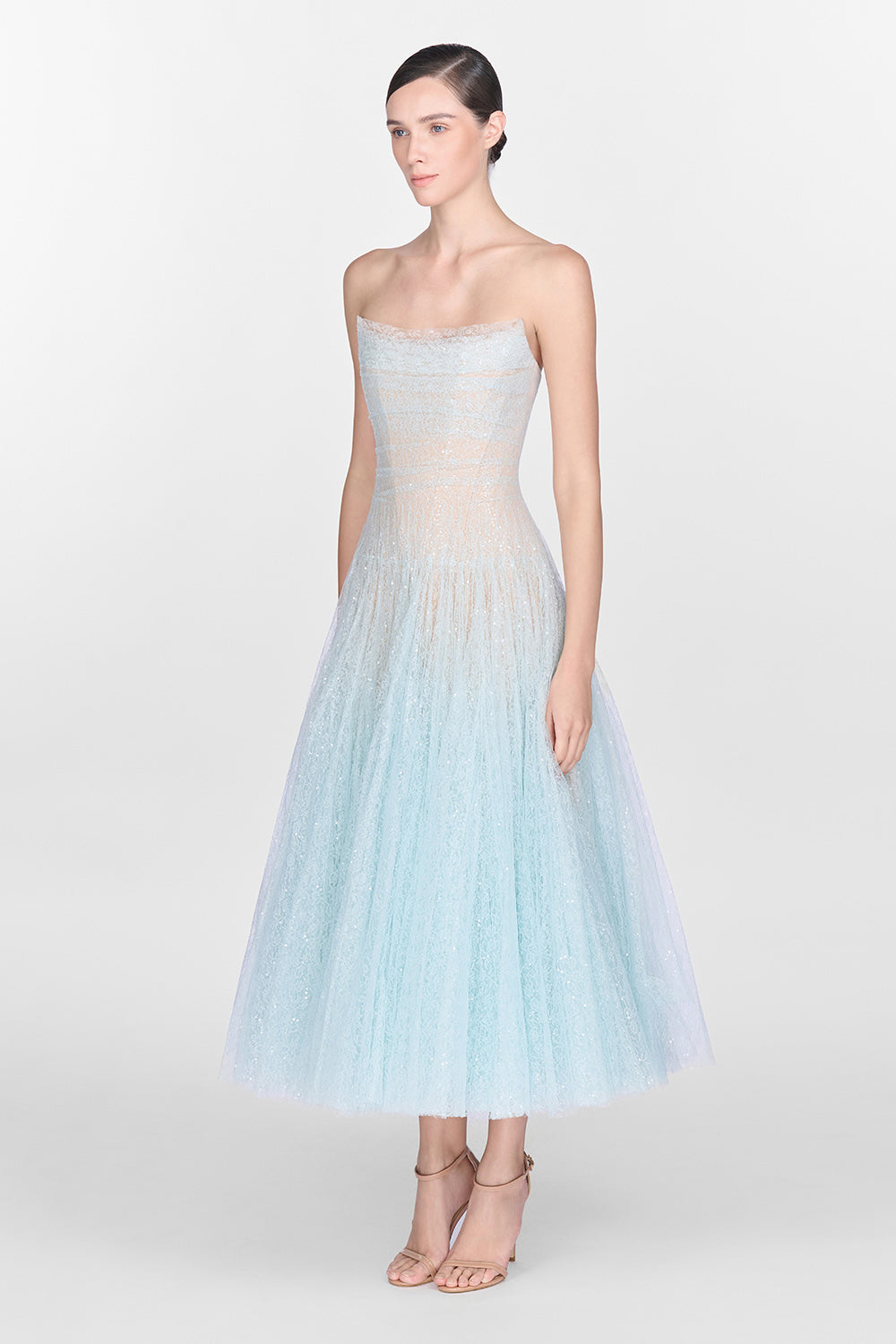 Draped Lace Midi Dress