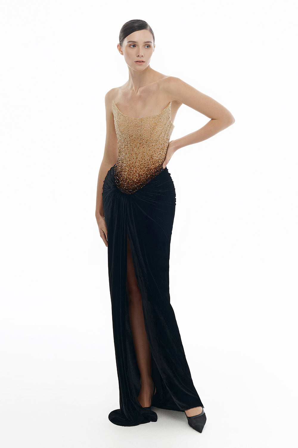 Black Champagne Crystalized Dress