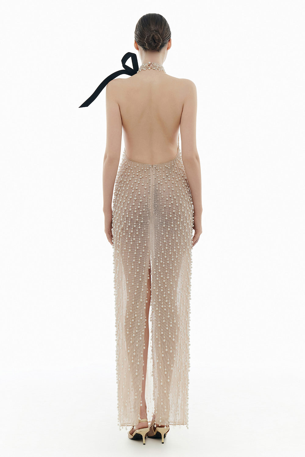 Women's Sheath See-Through Polyester Floor Length Dress XS/S/M/L/XL Beige Pearl MEAN BLVD Beige Pearl / M Women's Sheath See-Through Polyester Floor Length Dress XS/S/M/L/XL Beige Pearl MEAN BLVD Beige Pearl / M