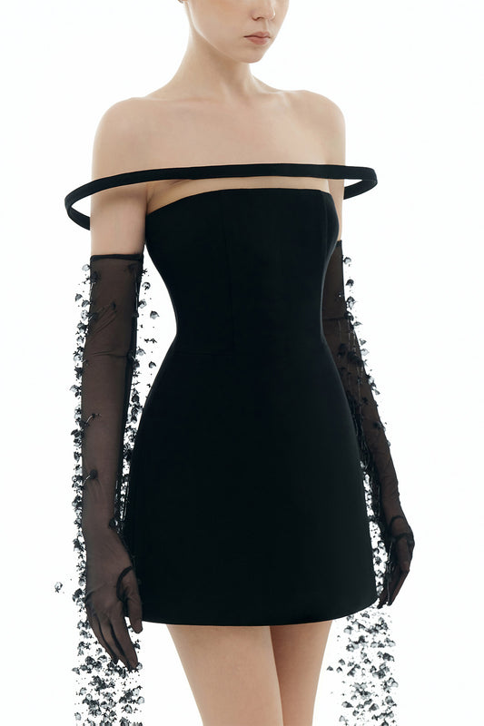 Black Flowers Gloves