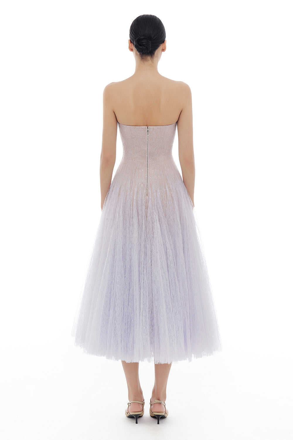 Draped Lace Midi Dress